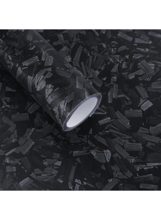 رول لف ليزر الحديد الكربوني الأسود مات، ملصق سيارة بديل مقاوم للشقوق وغير مُحمل بالفقاعات، لف ليزر سيارة ذات لاصق ذاتي عالي الجودة لديكور الداخل والخارج للسيارات بنمط DIY مقاس 1قدم × 10قدم - Image 1